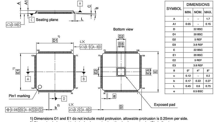 PG-TQFP-144-802_Package Outline