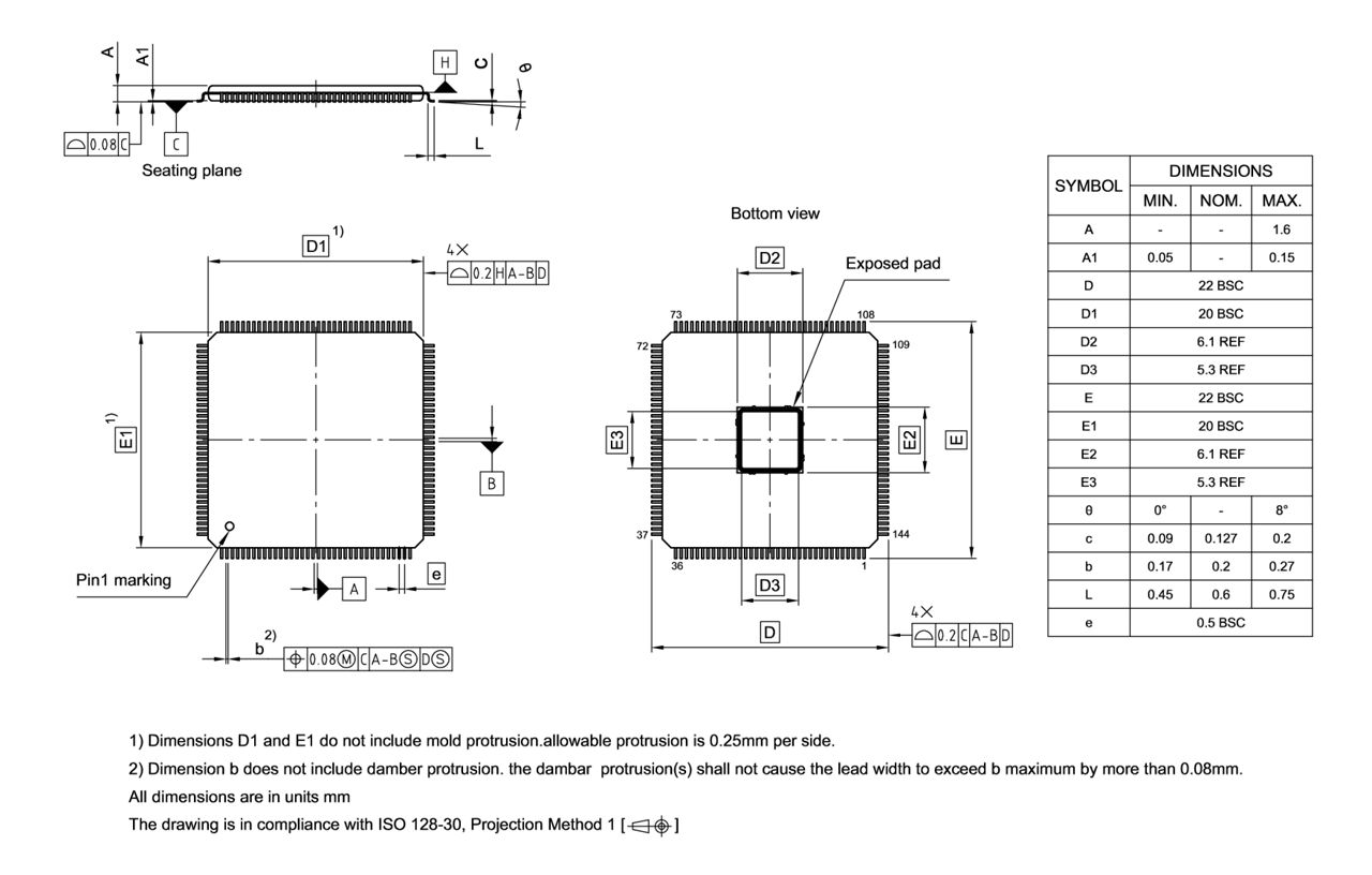 PG-TQFP-144-804_Package Outline