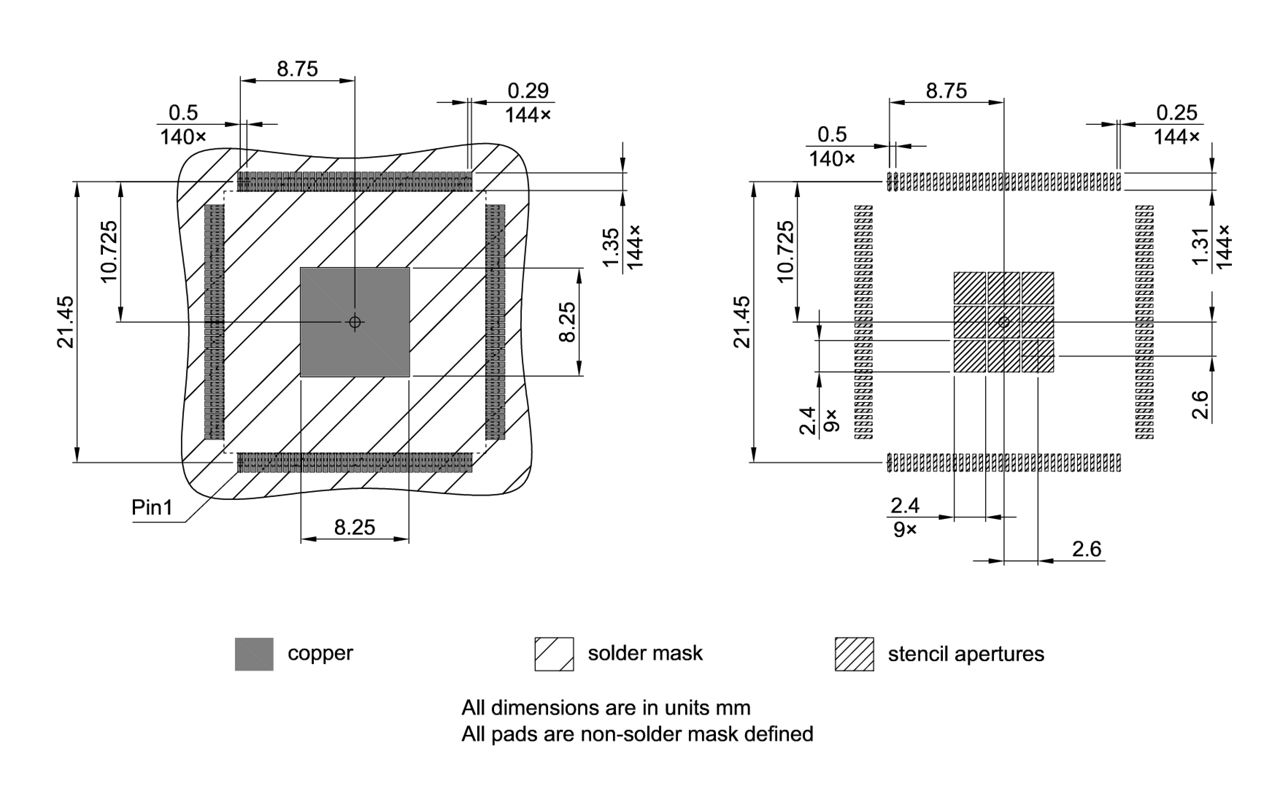PG-TQFP-144-805_Footprint Drawing