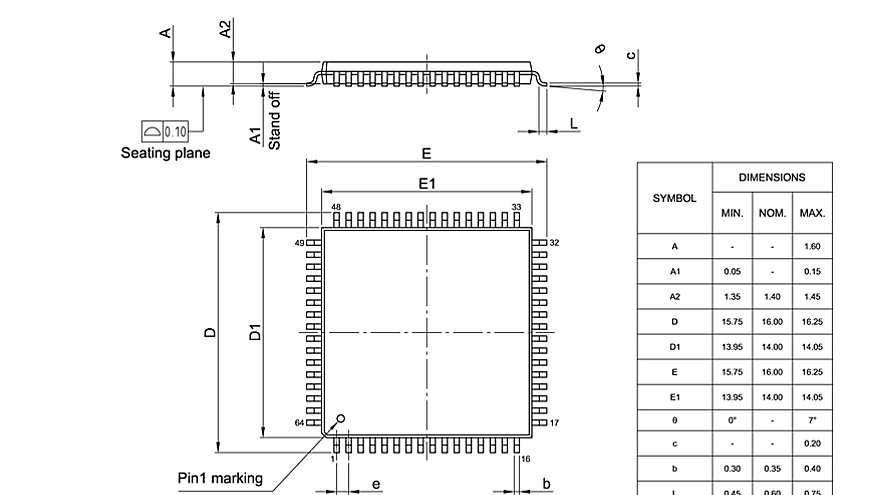 PG-TQFP-64-801_Package Outline