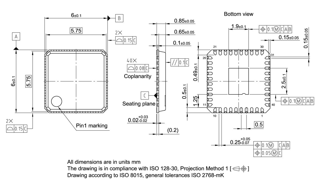 PG-VQFN-40-850_Package Outline
