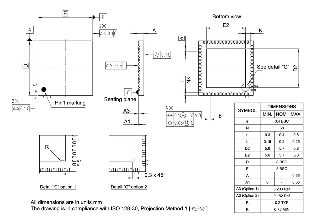 PG-VQFN-68-800_Package Outline