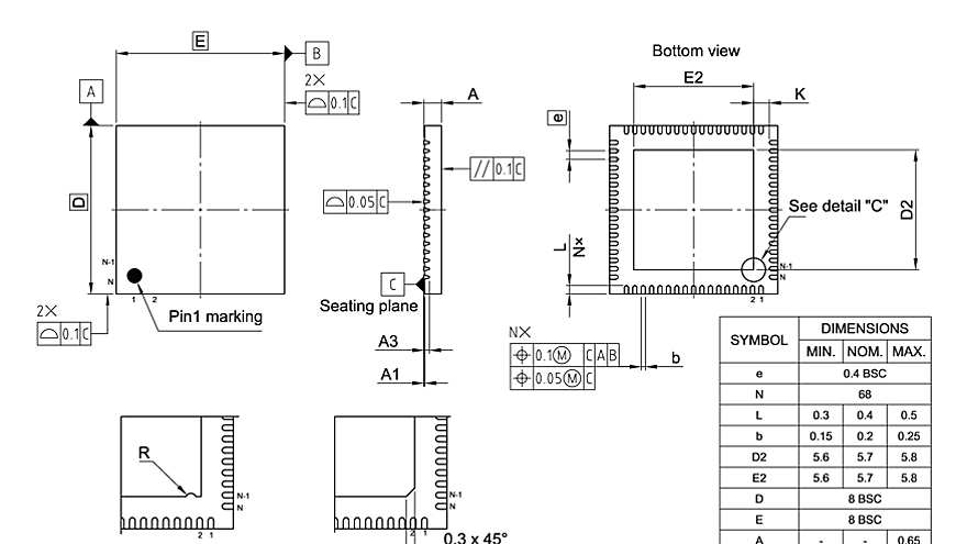 PG-VQFN-68-800_Package Outline