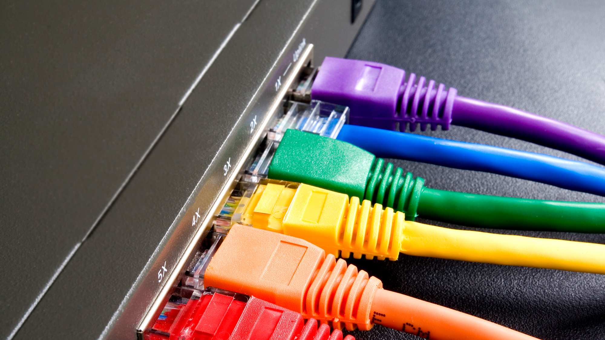 Rainbow ethernet Cables in Hub