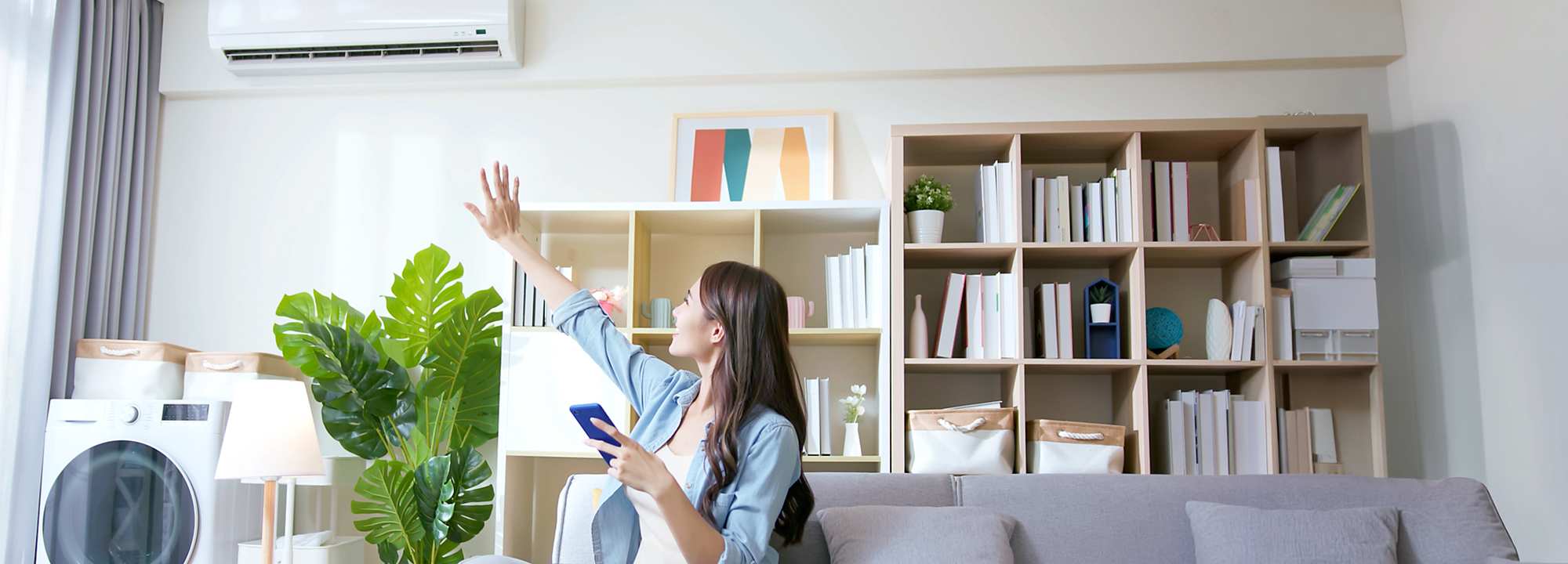 Woman with airconditioning