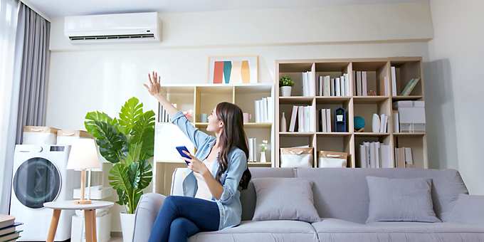 Woman with airconditioning