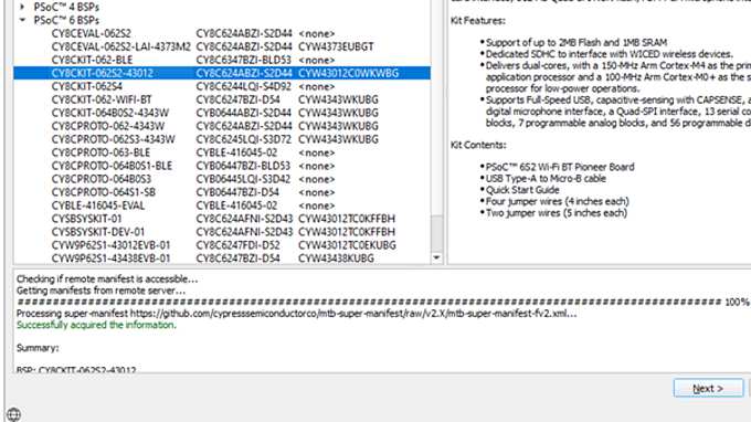 Choosing a kit in projector creator