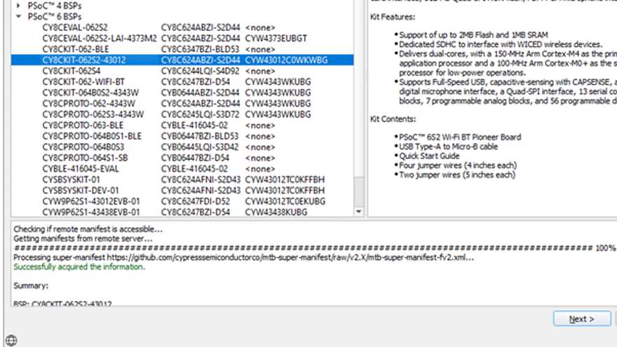 Choosing a kit in projector creator