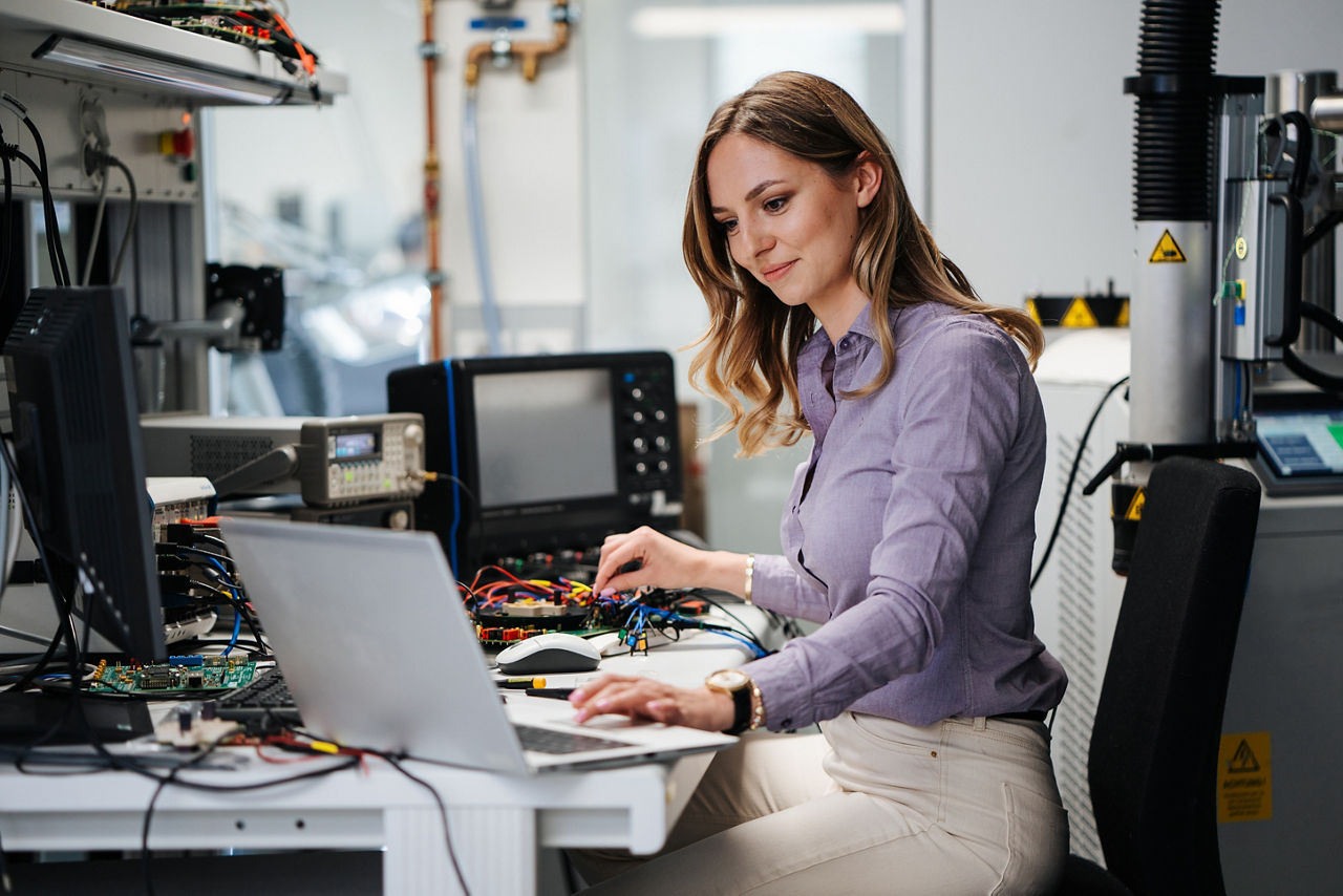 Researcher testing in laboratory